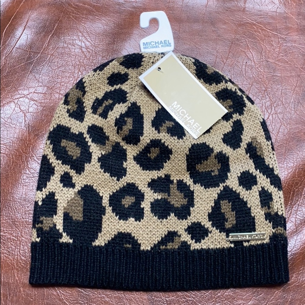 Michael Kors Leopard Print Beanie